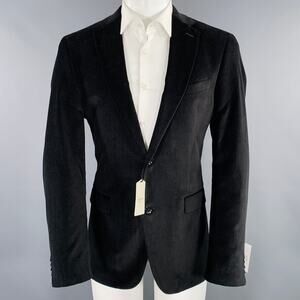 ALFANI Size 40 Black Velvet Cotton Single Breasted Sport Coat